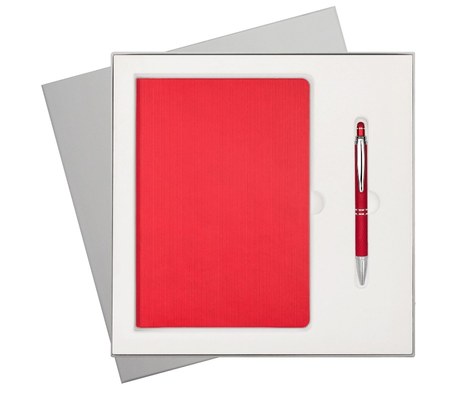Подарочный набор Rain, красный (ежедневник, ручка)