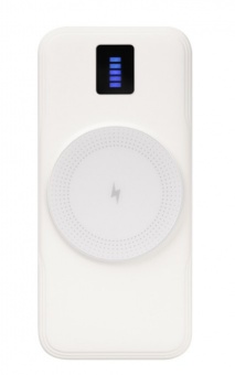 Внешний аккумулятор с подсветкой и беспроводной зарядкой Ultra Wireless Magnetic 10000 mAh, белый фото 