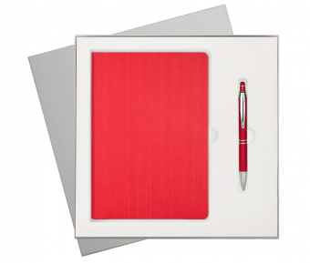 Подарочный набор Rain, красный (ежедневник, ручка) фото 