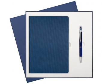 Подарочный набор Rain, синий (ежедневник, ручка) фото 