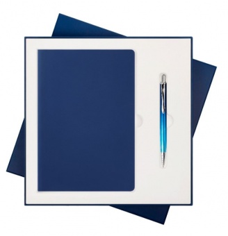 Подарочный набор Spark, синий (ежедневник, ручка) фото 
