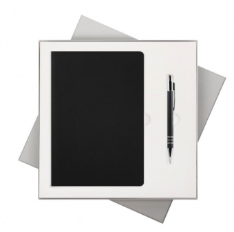 Подарочный набор Spark, черный (ежедневник, ручка) фото 
