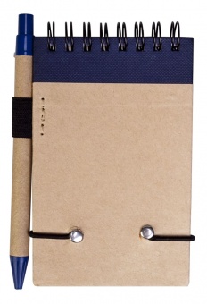 Блокнот на кольцах Eco Note с ручкой, синий фото 