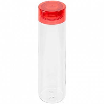 Бутылка для воды Aroundy, прозрачная с красной крышкой фото 