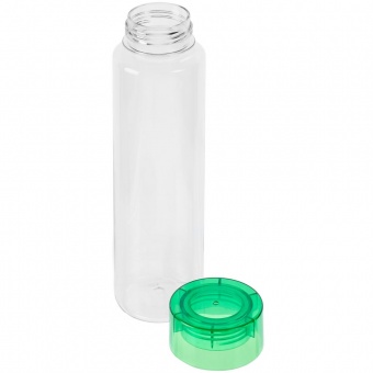 Бутылка для воды Aroundy, прозрачная с зеленой крышкой фото 