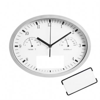 Часы настенные INSERT3 с термометром и гигрометром, белые фото 
