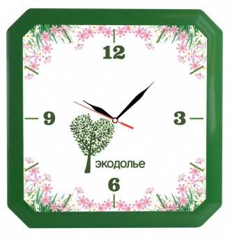 Часы настенные «Квадро», зеленые фото 