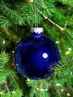 Елочный шар Finery Gloss, 10 см, глянцевый синий фото 