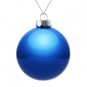 Елочный шар Finery Gloss, 10 см, глянцевый синий фото 