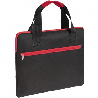 Конференц-сумка Unit Сontour, черная с красной отделкой фото 