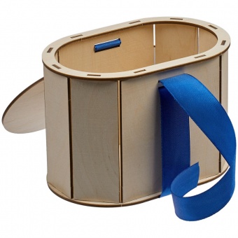 Коробка Drummer, овальная, с синей лентой фото 