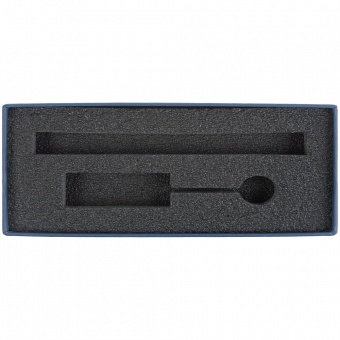 Коробка Notes с ложементом для ручки и флешки, синяя фото 