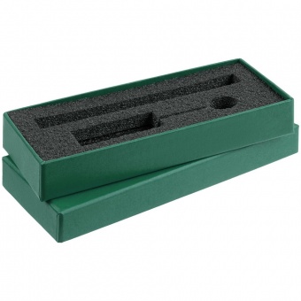 Коробка Notes с ложементом для ручки и флешки, зеленая фото 