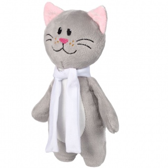 Мягкая игрушка Beastie Toys, котик с белым шарфом фото 