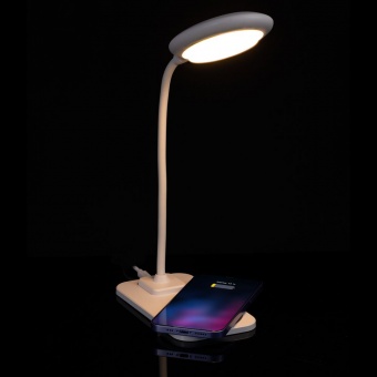Настольная лампа с беспроводной зарядкой Modicum, белая фото 
