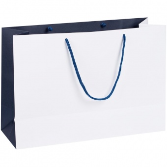 Пакет бумажный Bicolor, белый с синим фото 