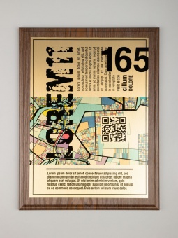Плакетка Plaque XL, венге с золотистой пластиной фото 