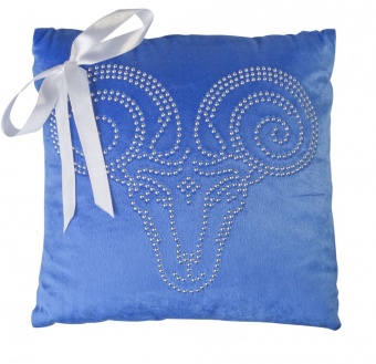 Подушка «Знак зодиака Овен», синяя фото 