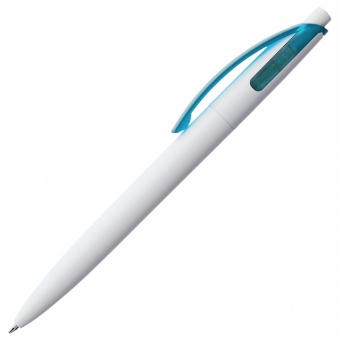 Ручка шариковая Bento, белая с голубым фото 