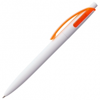 Ручка шариковая Bento, белая с оранжевым фото 