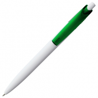 Ручка шариковая Bento, белая с зеленым фото 