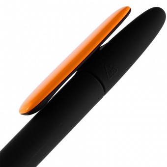 Ручка шариковая Prodir DS5 TRR-P Soft Touch, черная с оранжевым фото 