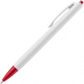 Ручка шариковая Tick, белая с красным фото 