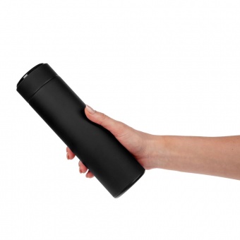 Смарт-бутылка с заменяемой батарейкой Long Therm Soft Touch, черная фото 
