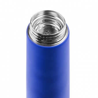 Смарт-бутылка с заменяемой батарейкой Long Therm Soft Touch, синяя фото 