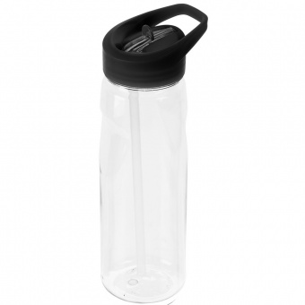 Спортивная бутылка Start, прозрачная с черной крышкой фото 
