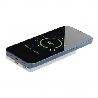 Внешний аккумулятор Atlantis PD 5000mAh с функцией беспроводной зарядки 15W, серебряный фото 