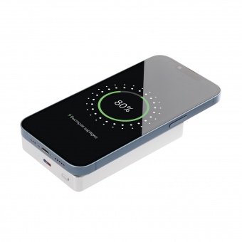 Внешний аккумулятор Atlantis PD Plus 10000mAh с функцией беспроводной зарядки 15W, серебряный фото 