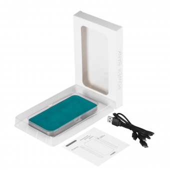 Внешний аккумулятор In Velour 10000 mAh, бирюзовый фото 