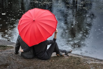 Зонт-трость «Сердце», красный фото 