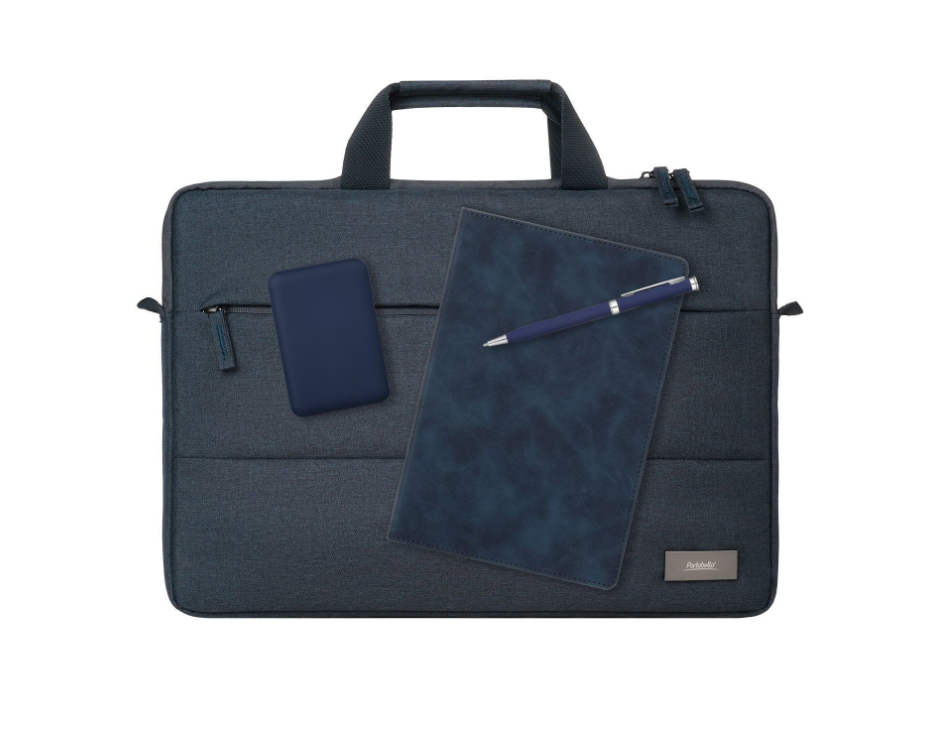Подарочный набор Forum, синий (сумка, ежедневник, ручка, аккумулятор)