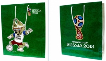 Пакет подарочный FIFA-2018 34х28х9 см, глянцевый, зеленый фото 