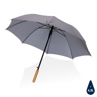 Автоматический зонт-трость с бамбуковой рукояткой Impact из RPET AWARE™, d103 см  фото 