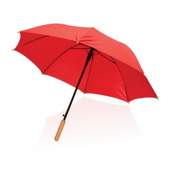 Автоматический зонт-трость с бамбуковой рукояткой Impact из RPET AWARE™, d103 см  фото 