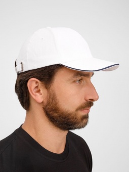 Бейсболка Buffalo, белая с темно-синим фото 