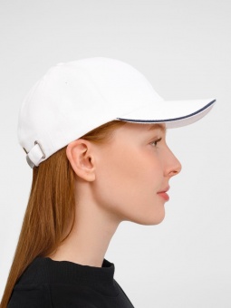 Бейсболка Buffalo, белая с темно-синим фото 