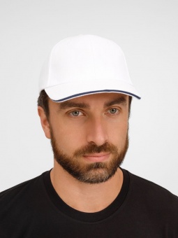 Бейсболка Buffalo, белая с темно-синим фото 