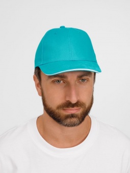 Бейсболка Buffalo, бирюзовая с белым фото 