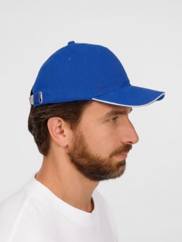 Бейсболка Buffalo, ярко-синяя с белым фото 