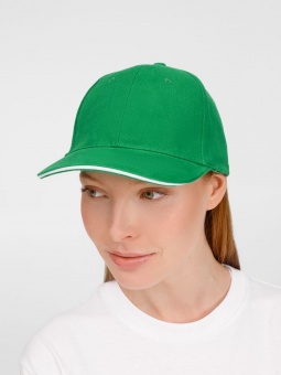 Бейсболка Buffalo, ярко-зеленая с белым фото 