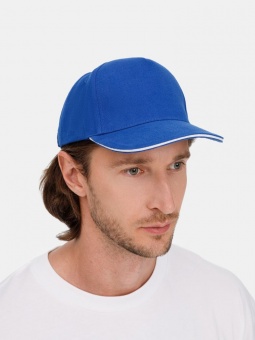 Бейсболка Long Beach, ярко-синяя с белым фото 