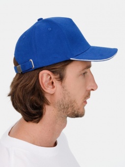 Бейсболка Long Beach, ярко-синяя с белым фото 