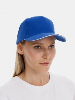 Бейсболка Long Beach, ярко-синяя с белым фото 