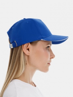 Бейсболка Long Beach, ярко-синяя с белым фото 