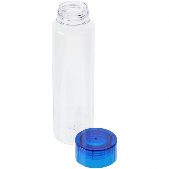 Бутылка для воды Aroundy, прозрачная с синей крышкой фото 