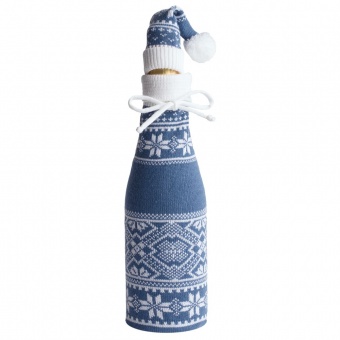 Чехол для шампанского «Скандик» с колпачком, синий (индиго) фото 